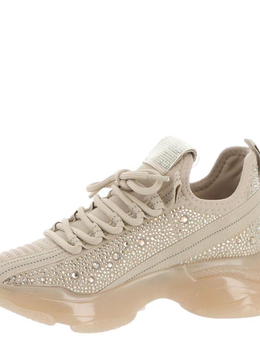 Steve Madden Beige Crystal-Embellished Knit Sneakers